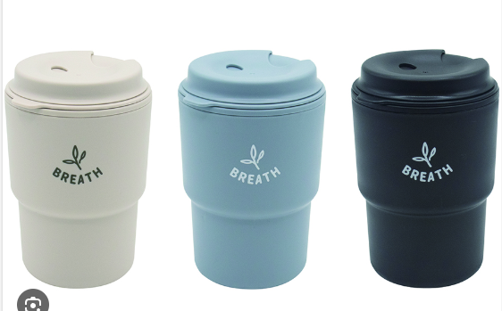 Cốc uống nước nắp xoay 320ml Breath hàng Nội Địa Nhật Bản có lỗ cắm ống hút