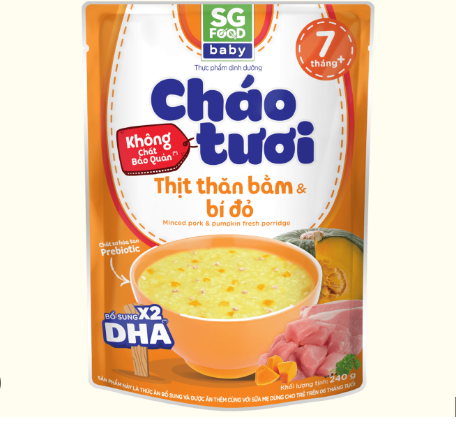 Cháo tươi SG Food Thịt bằm bí đỏ 7m+