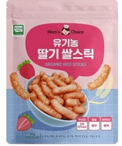 Bánh gạo ăn dặm hữu cơ Mom's Choice hình que vị dâu cho bé từ 6m+