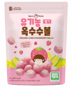 Bánh bi ngô hữu cơ Mom's Choice Well & Goods Hàn Quốc Vị dâu bổ sung lợi khuẩn cho bé từ 6 tháng tuổỉ