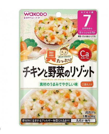 Cháo Wakodo gà bằm rau củ 7M 80g
