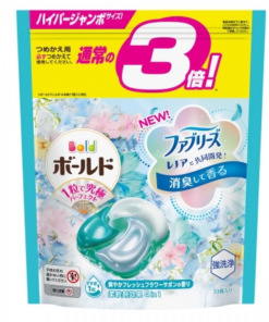 Viên giặt xả Gelball 3D Bold Nhật Bản 4in1 33 viên Màu xanh dùng cho máy giặt thơm lâu an toàn với mọi chất liệu quần áo chính hãng