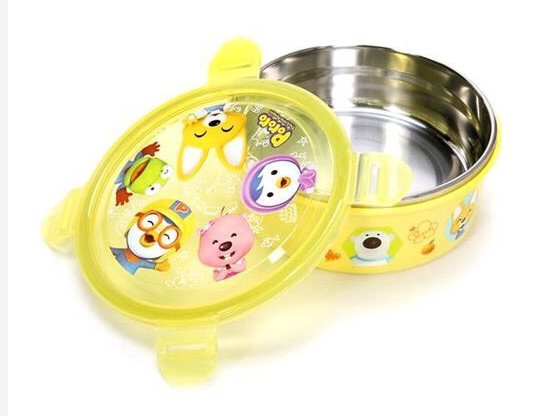 Bát ăn inox có nắp khóa Pororo sz nhỏ 12x12x6