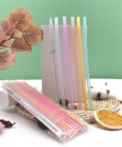 Ống hút silicon cho bé set 6 chiếc nhiều màu kèm cọ vệ sinh dễ dàng uốn gập thân thiện với môi trường